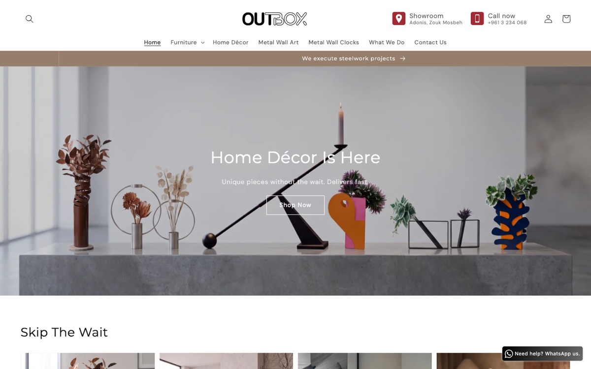 The Outbox home page